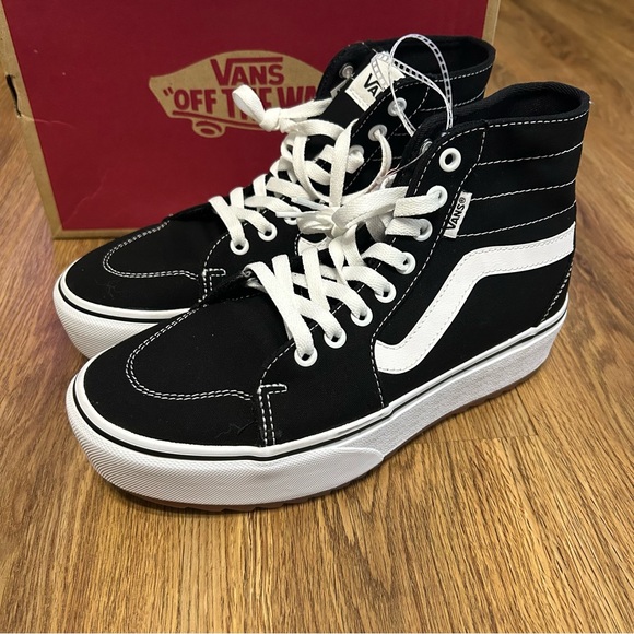 VANS filmore tapered black platform lace up shoes sneakers women’s 7.5 new - Picture 2 of 7